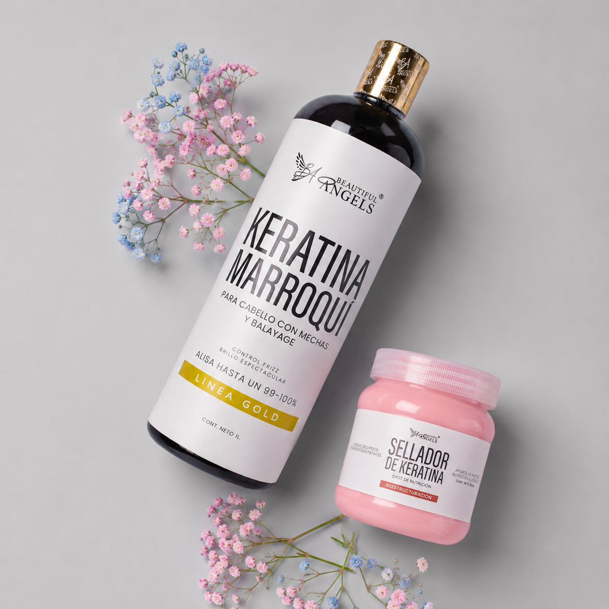Keratina Marroquí Gold + Sellador de Keratina: Recupera el brillo, la suavidad y el control del frizz en cabellos con mechas y balayage
