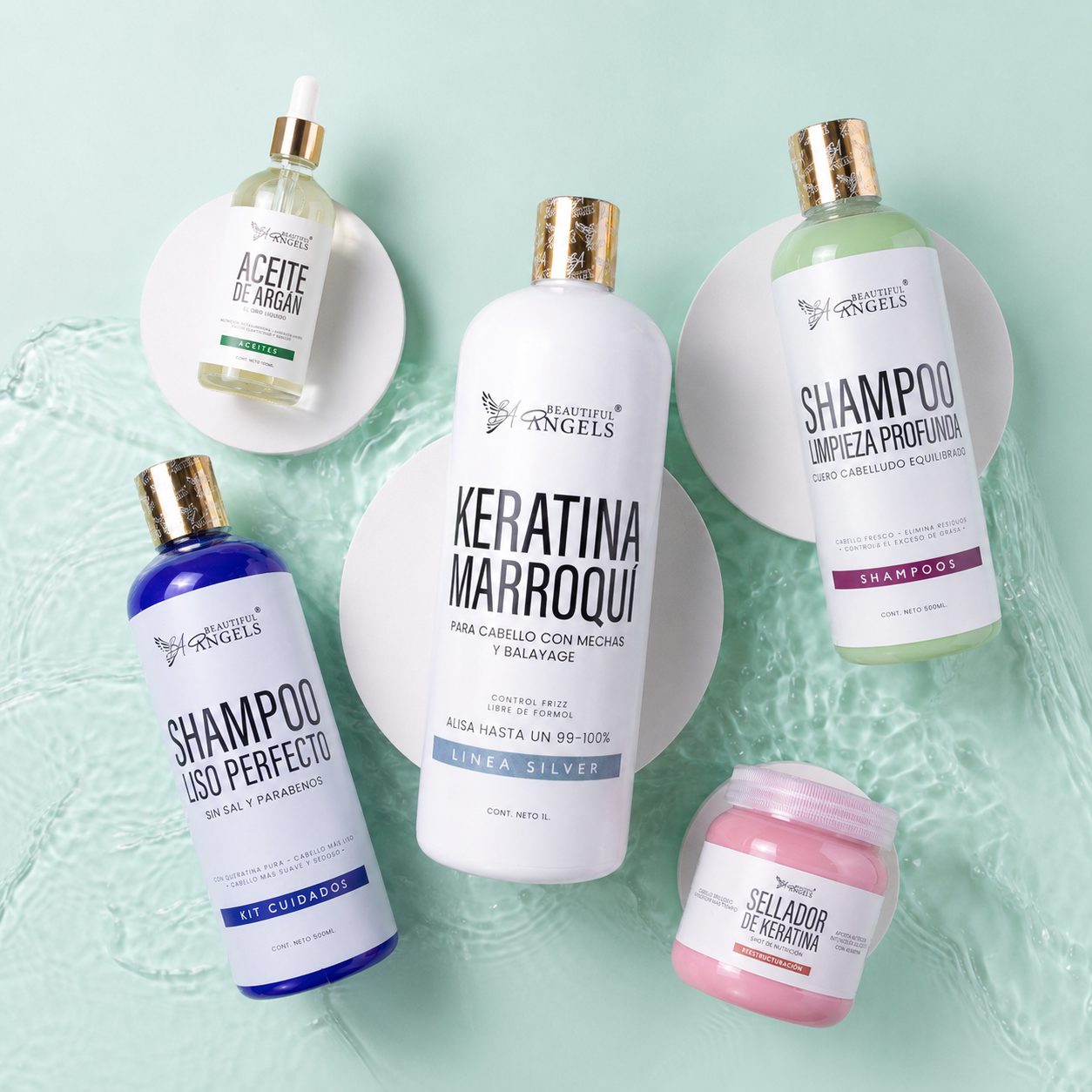 Kit Marroqui Silver + Shampoo Limpieza Profunda+ Shampoo Liso Perfecto + Sellador + Aceite de Argan