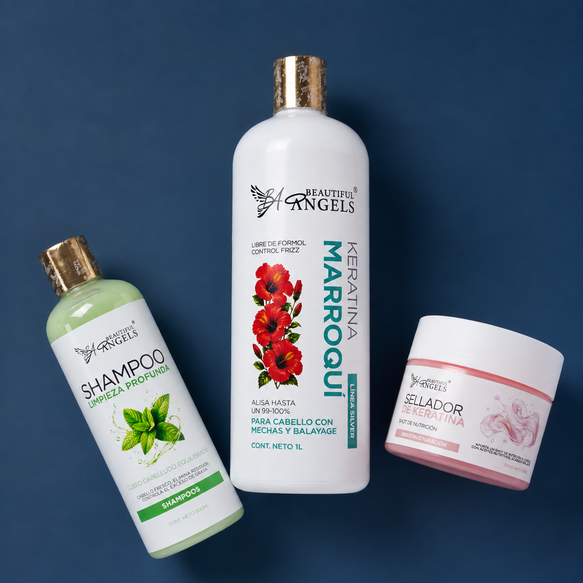 Kit Keratina Marroqui Silver 1L + Shampoo Limpieza Profunda 500ML+ Sellador de Keratina 250ML