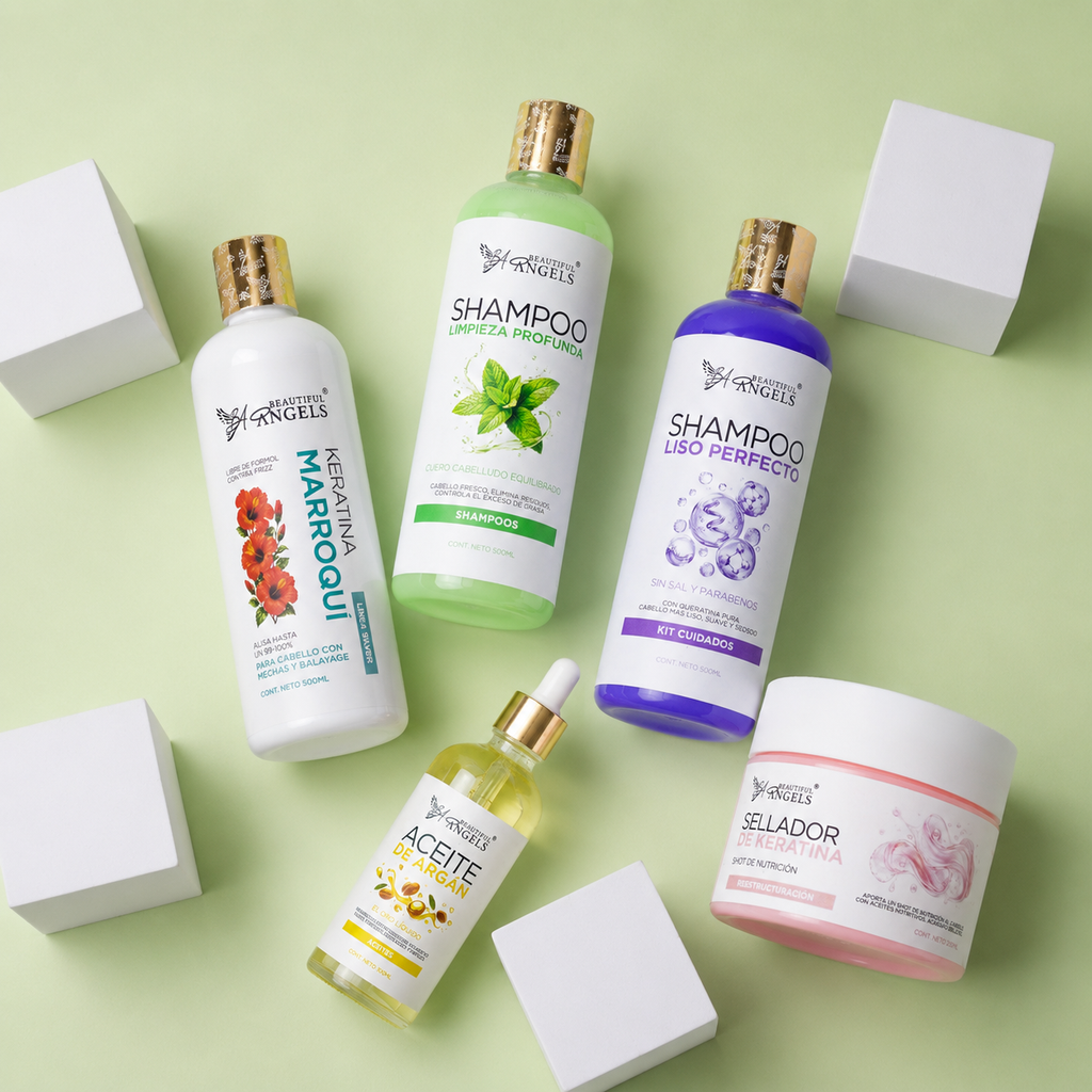 Kit Básico Keratina Marroquí Silver Beautiful Angels 500ml | Ideal para Mechas y Balayage | Control del Frizz, Brillo Intenso, Puntas Selladas y Cabello Sedoso y Manejable