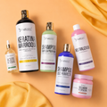 Kit Keratina Marroquí Gold + Shampoo Limpieza Profunda + Shampoo Liso Perfecto + Neutralizador + Sellador de Keratina + Aceite de Argán