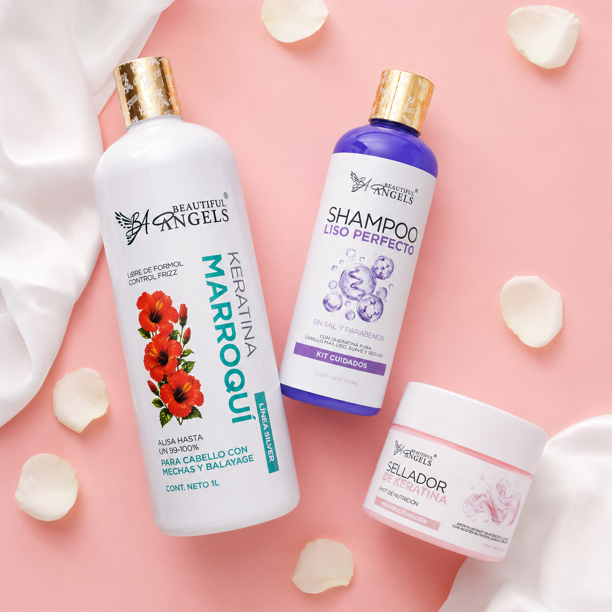 Kit Keratina Marroquí Silver 1L + Shampoo Liso Perfecto 500ML + Sellador de Keratina 250ML