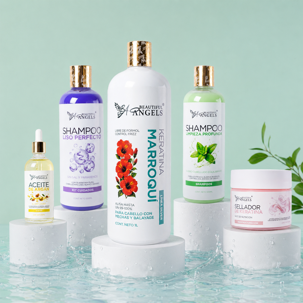 Kit Básico Keratina Marroquí Silver — Beautiful Angels Ideal para cabellos con mechas y balayage · Controla y elimina el frizz