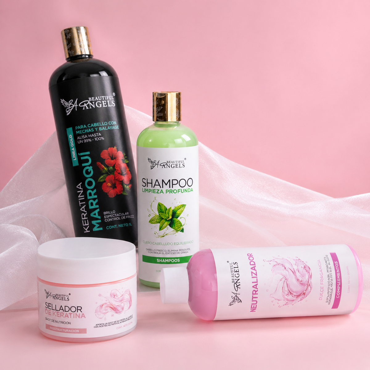 Kit Keratina Marroquí Gold 1L + Shampoo Limpieza Profunda 500ML + Neutralizador 500ML + Sellador de Keratina 250ML