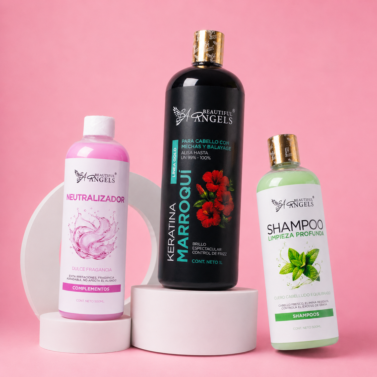 Kit Keratina Marroquí Gold 1L + Shampoo Limpieza Profunda 500ML + Neutralizador 500ML