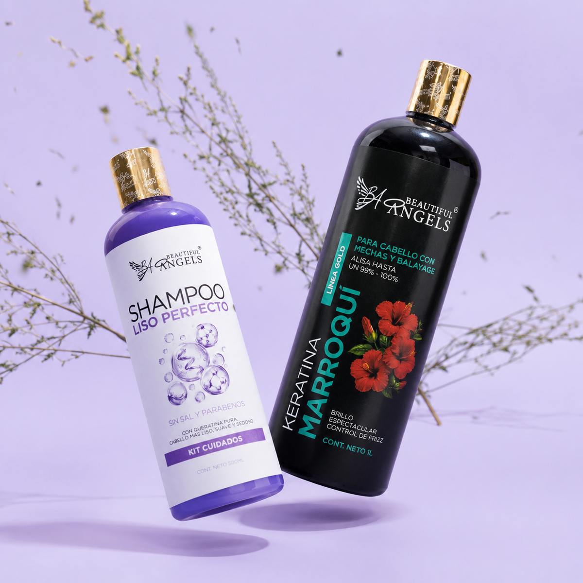Kit Keratina Marroquí Gold 1 L + Shampoo Liso Perfecto 500 ML