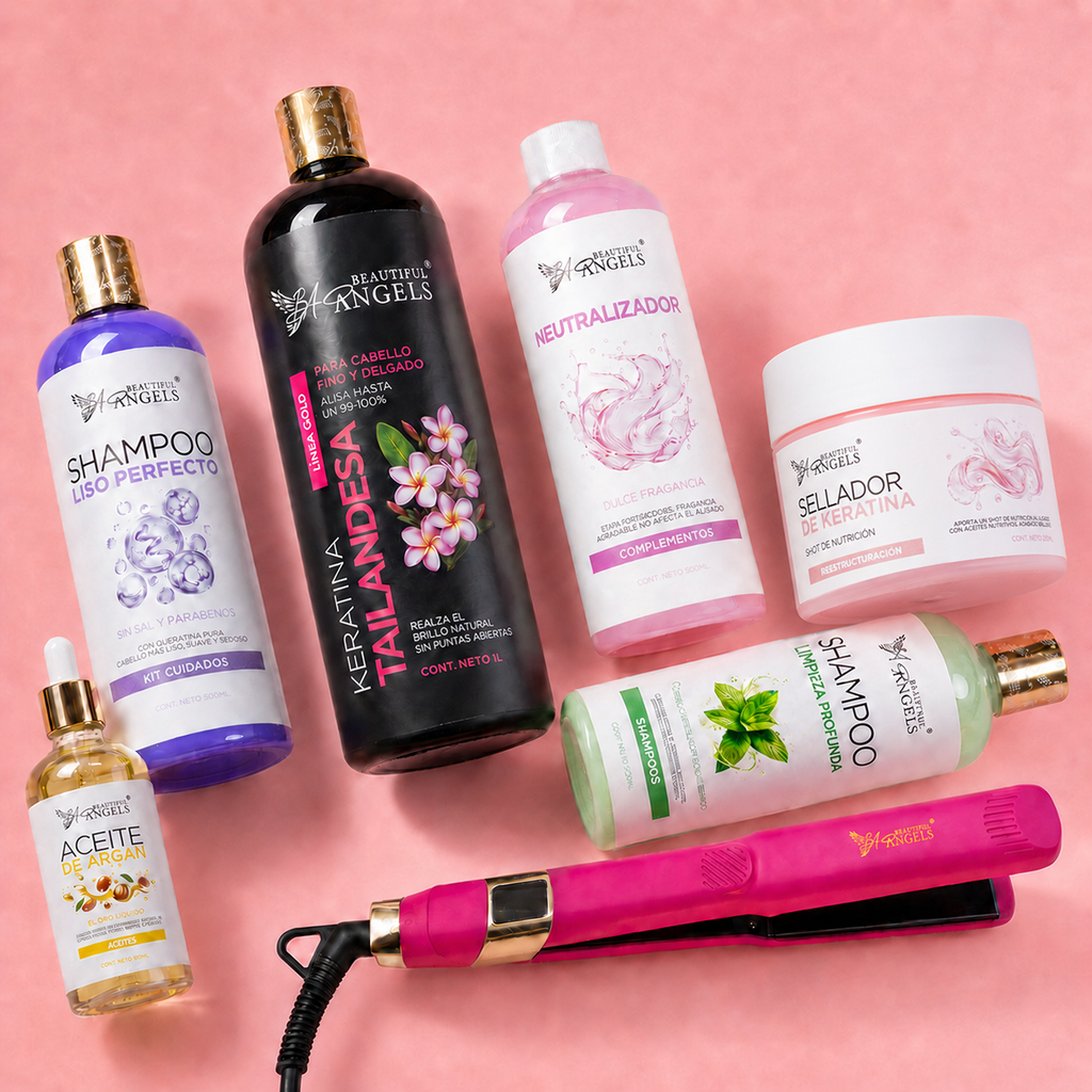 Kit Profesional de Keratina Tailandesa Gold  para Cabello Fino y Delgado – Beautiful Angels