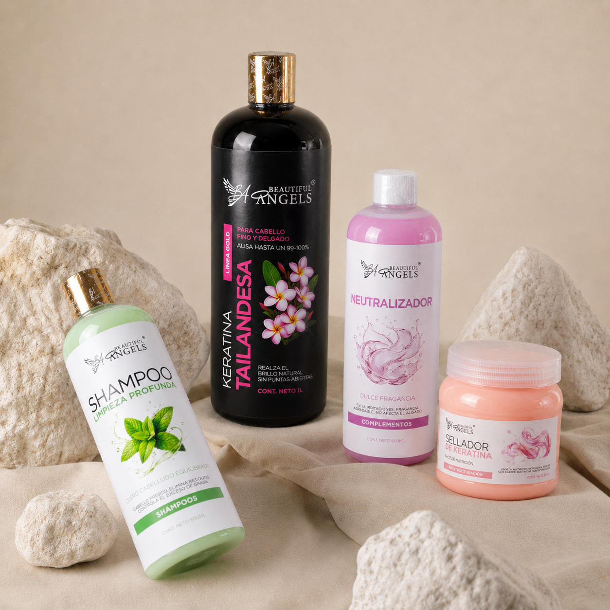 Kit Keratina Tailandesa Gold 1L + Shampoo Limpieza Profunda 500ML + Neutralizador 500ML + Sellador de Keratina 250ML