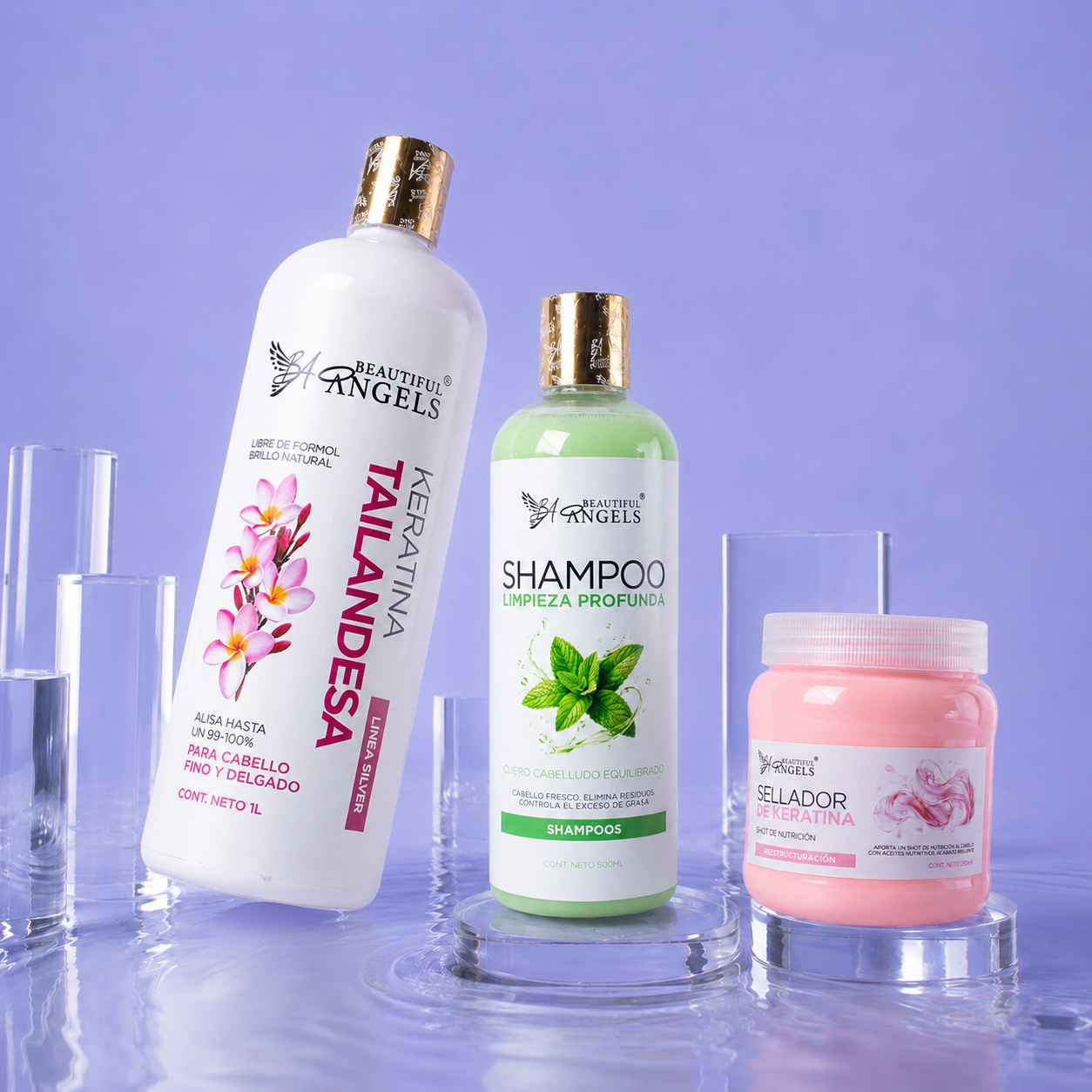 Kit Keratina Tailandesa Silver 1L + Shampoo Limpieza Profunda 500ML +Sellador de Keratina 250ML