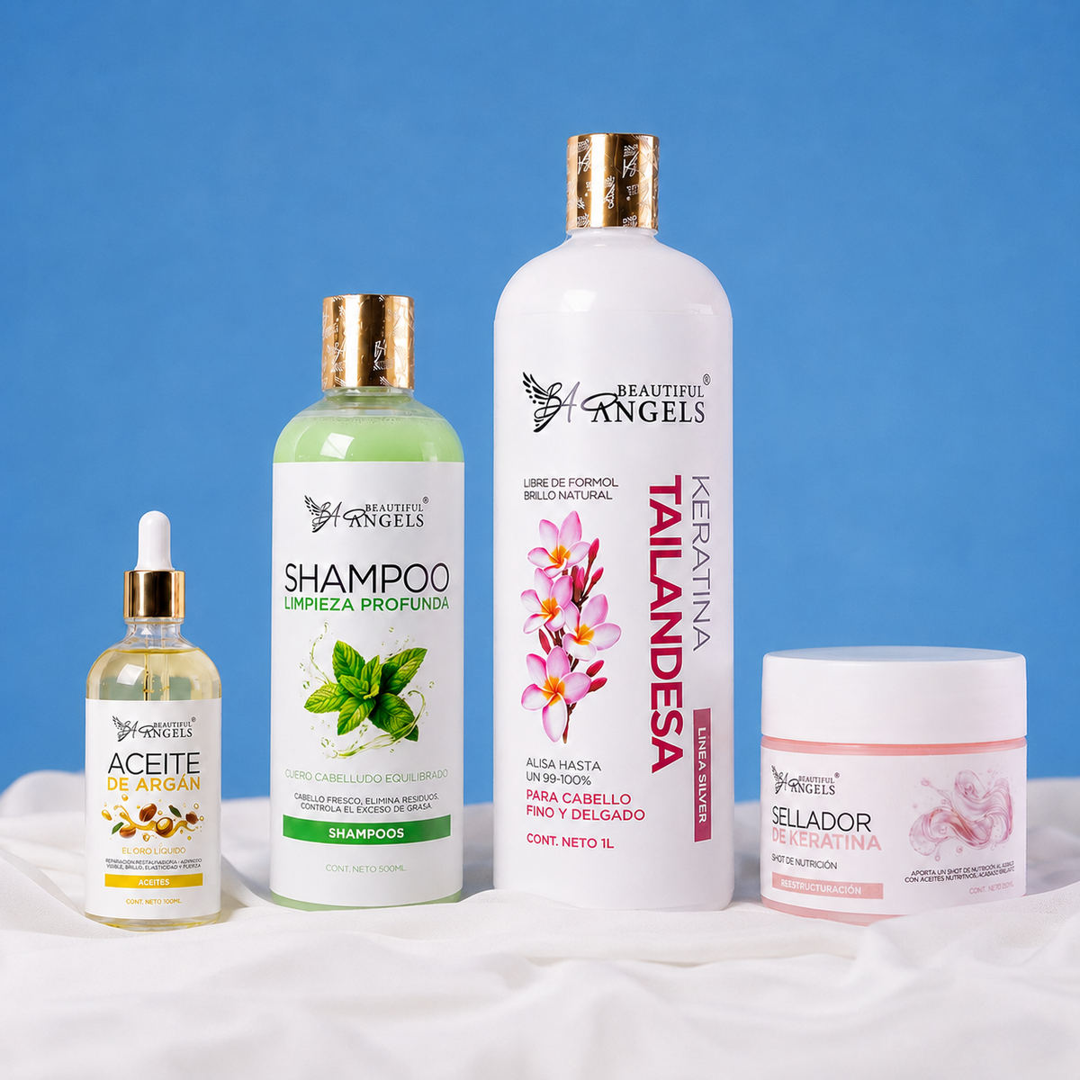 Kit Keratina Tailandesa Silver 1L + Shampoo Limpieza Profunda 500ML+ Sellador de Keratina 250ML + Aceite de Argán 100ML