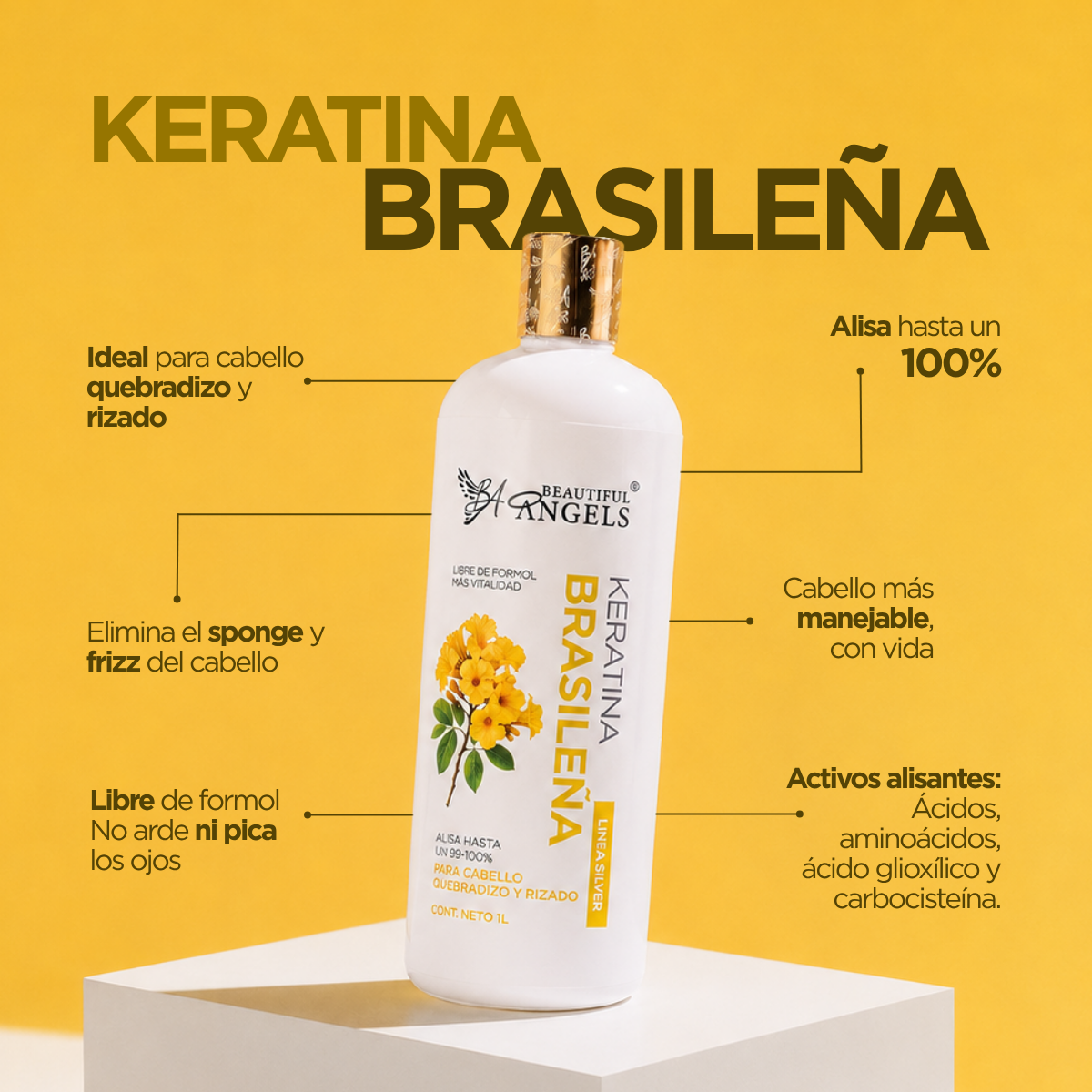 Keratina Brasileña Silver Ideal para cabello quebradizo y rizado