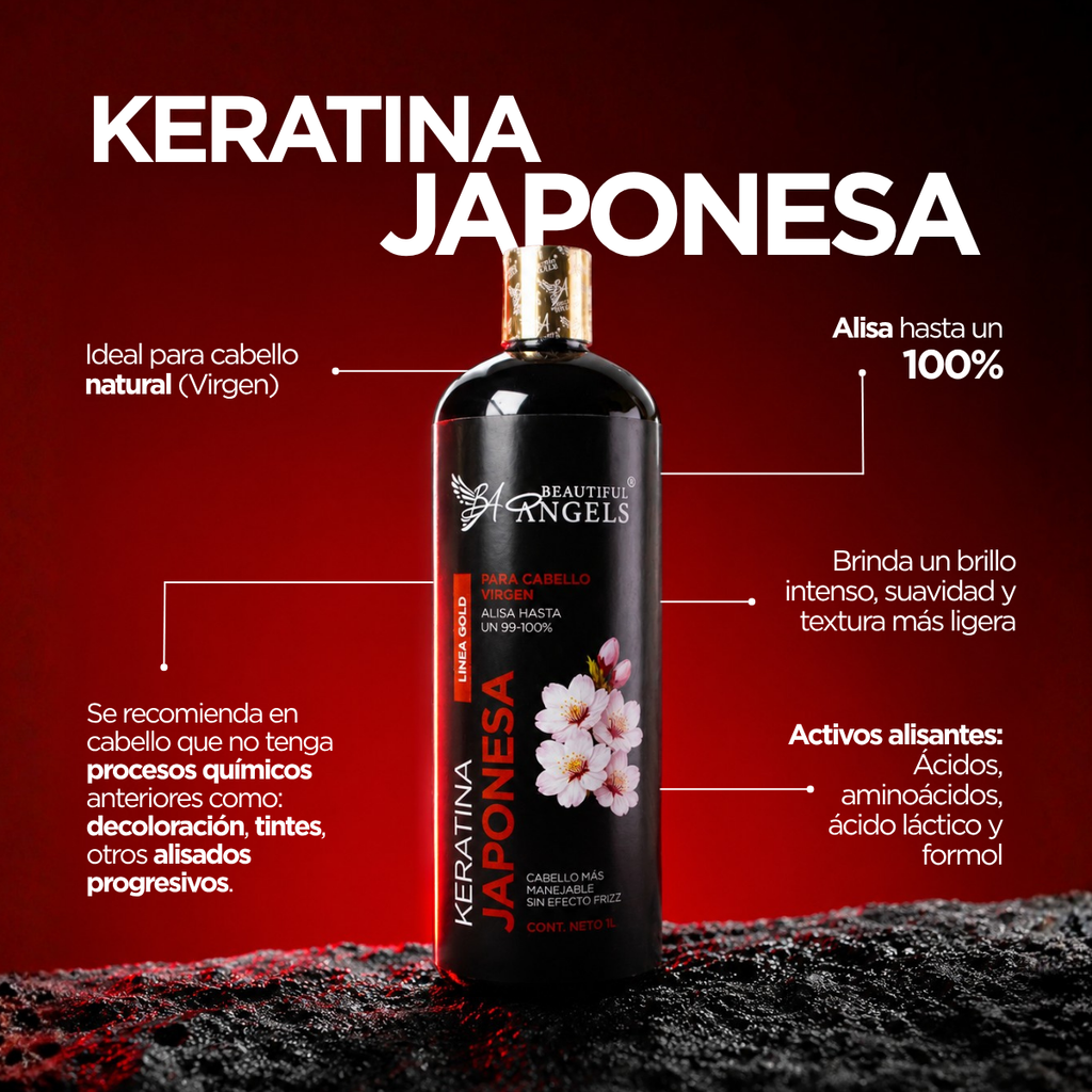 Kit Profesional de Keratina Japonesa Gold para Cabello Natural y Virgen – Beautiful Angels