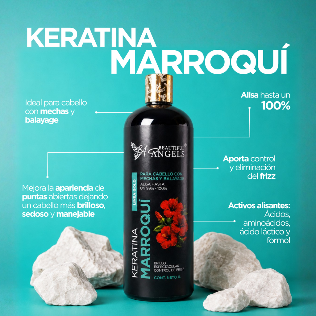 Kit Profesional de Keratina Marroquí Gold para Cabello con Mechas y Balayage – Beautiful Angels