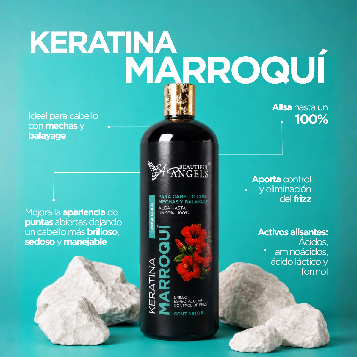 Keratina Marroquí Gold para Cabello Decolorado y Mechas – Beautiful Angels