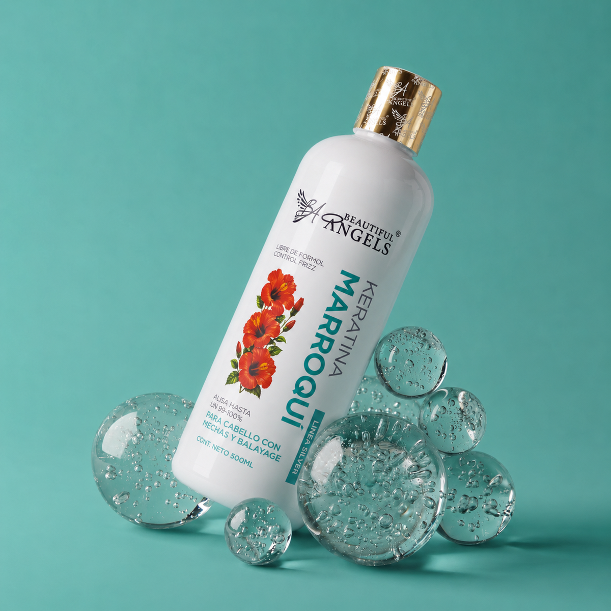 Kit Básico Keratina Marroquí Silver Beautiful Angels 500ml | Ideal para Mechas y Balayage | Control del Frizz, Brillo Intenso, Puntas Selladas y Cabello Sedoso y Manejable