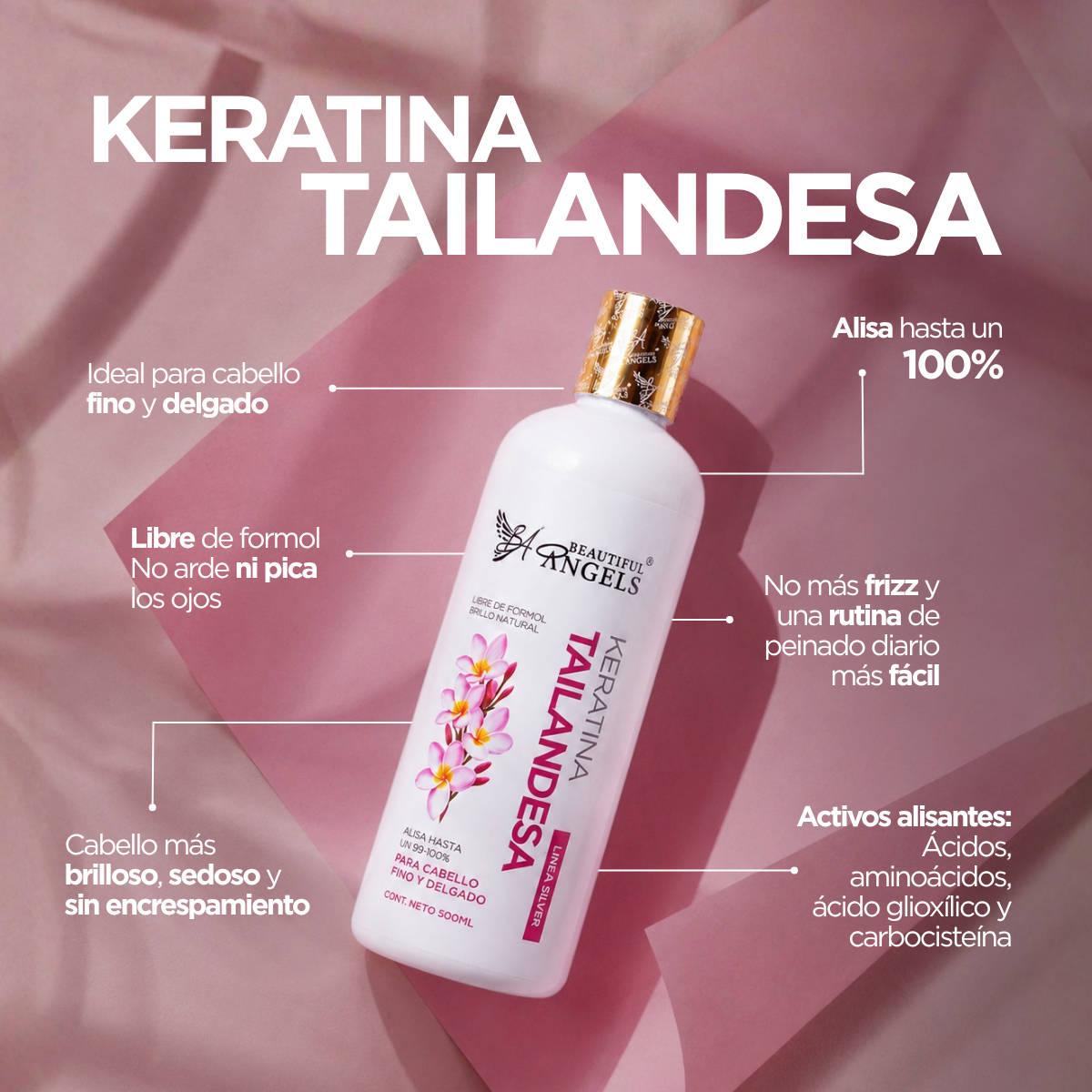 Kit Básico Tailandesa Beautiful Angels 500ml — | El Secreto de un Cabello Fino y Radiante, Cabello Manejable, Sedoso y Sin Encrespamiento