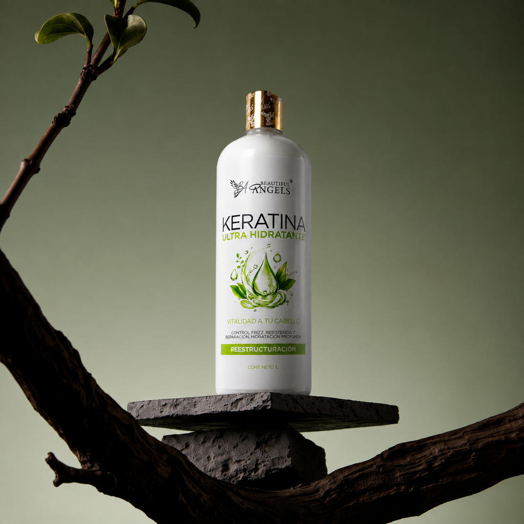 Keratina Ultra Hidratante Beautiful Angels:  Nutrición profunda para cabello extremadamente seco, con reparación desde el interior que combate el frizz y deja cada hebra sedosa y manejable.