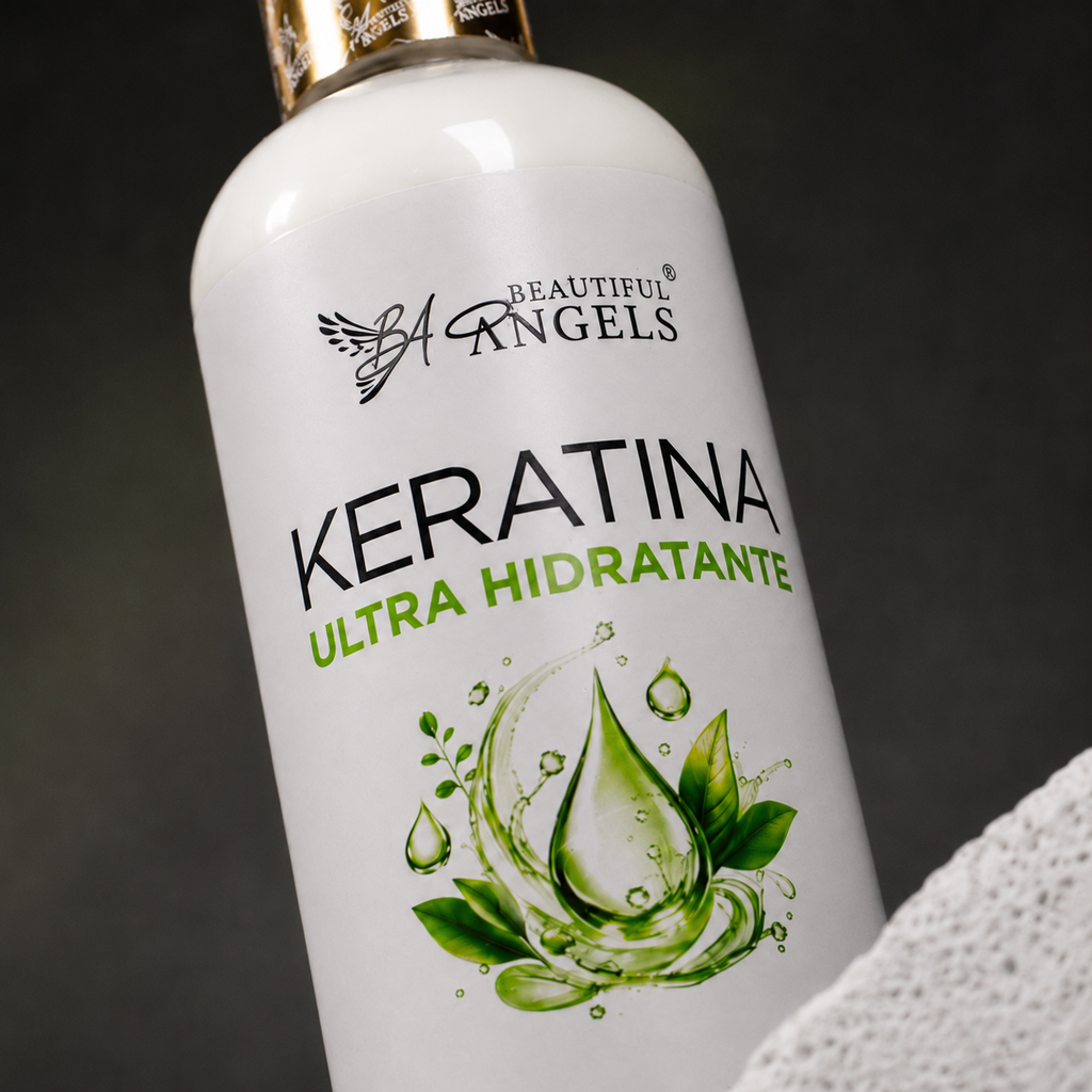 Keratina Ultra Hidratante Beautiful Angels:  Nutrición profunda para cabello extremadamente seco, con reparación desde el interior que combate el frizz y deja cada hebra sedosa y manejable.