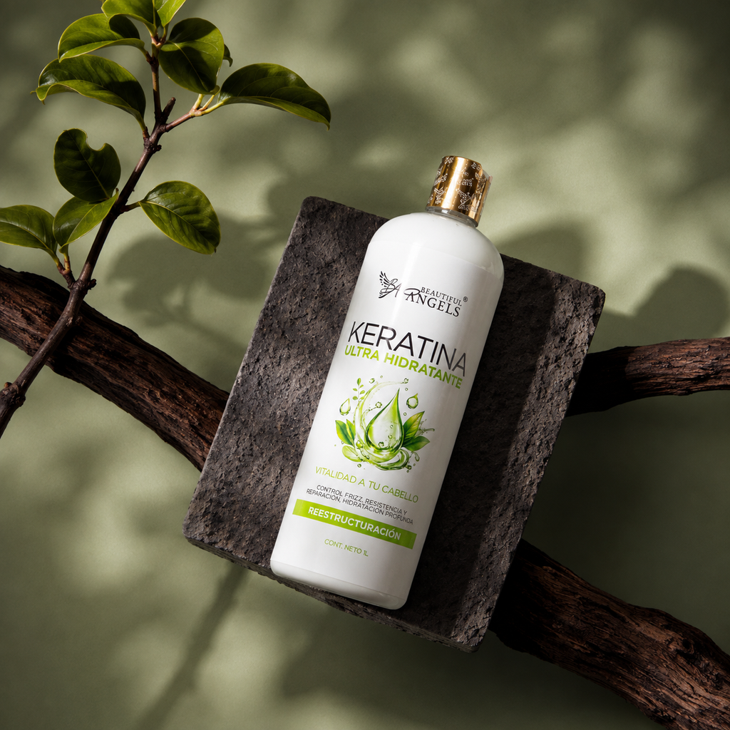 Keratina Ultra Hidratante Beautiful Angels:  Nutrición profunda para cabello extremadamente seco, con reparación desde el interior que combate el frizz y deja cada hebra sedosa y manejable.