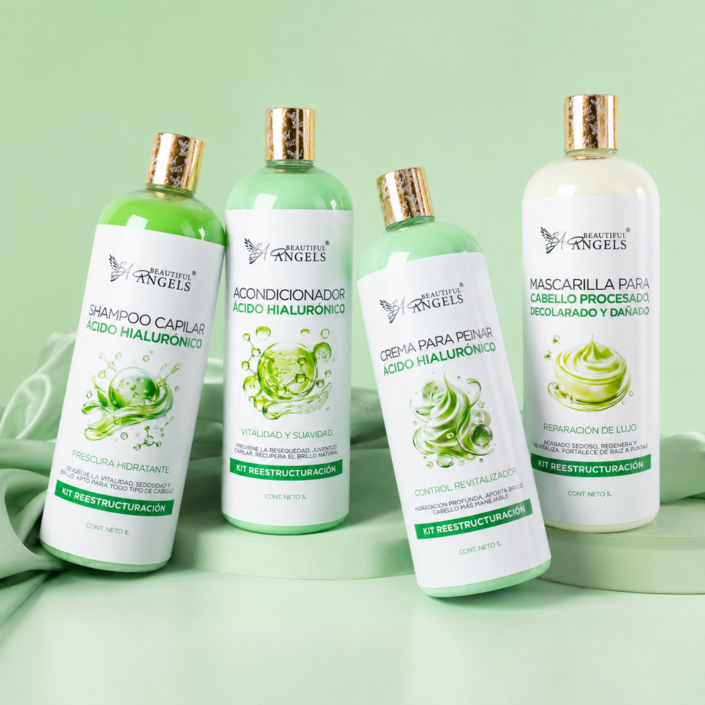 ✦ Kit Ácido Hialurónico Beautiful Angels 1L ✦ Reestructuración e hidratación profunda para un cabello fuerte, radiante y lleno de vida.