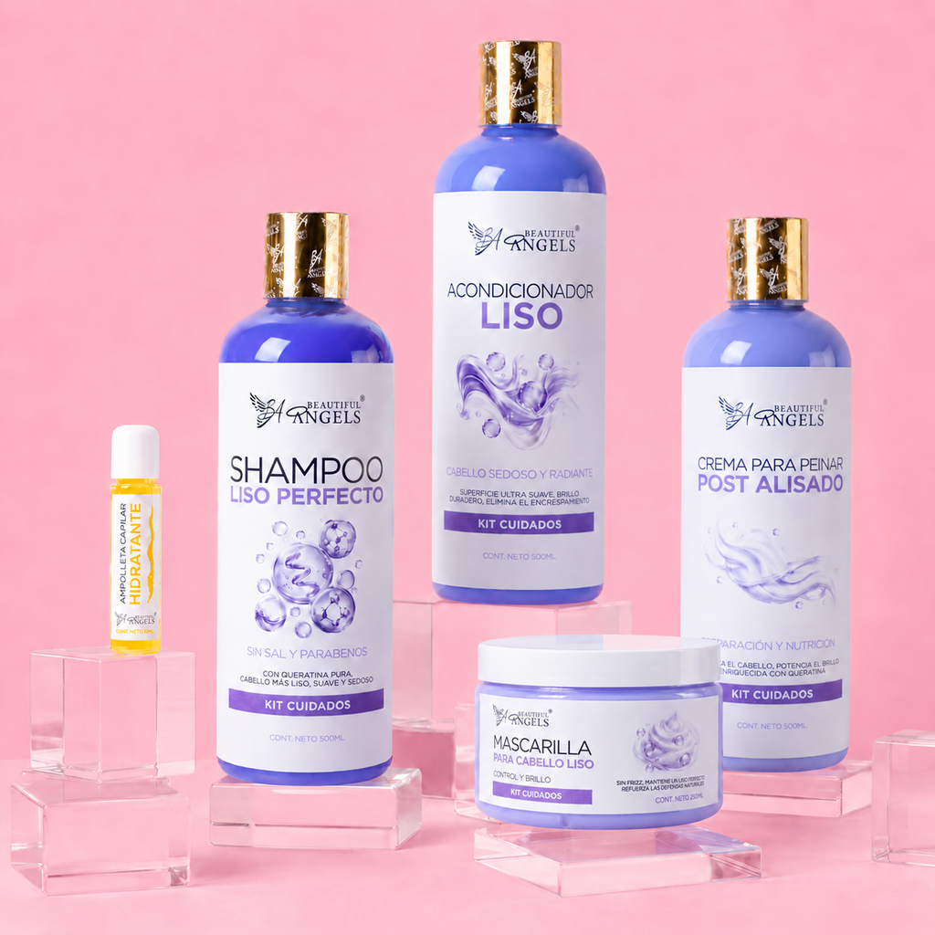 Kit Liso Completo 500ml Beautiful Angels: Cabello Liso, Sedoso y Brillante, Hidratación y Protección contra el Frizz — El Tratamiento Integral para tu Alisado