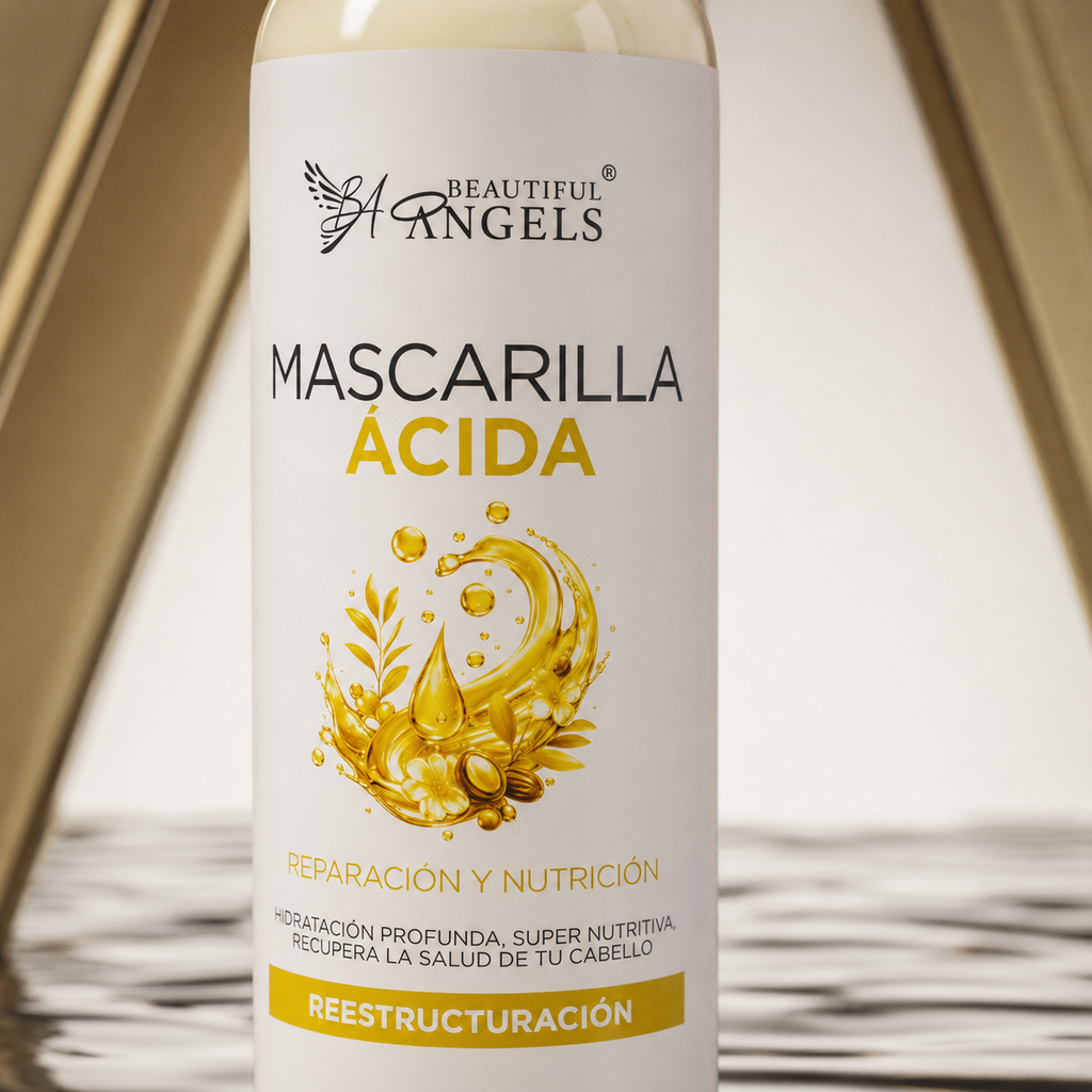 Mascarilla Ácida Beautiful Angels: Nutrición Profunda que Fortalece Cada Hebra desde la Raíz hasta las Puntas, Cierra las Puntas Fracturadas, Devuelve Elasticidad y Deja un Cabello más Suave, Manejable