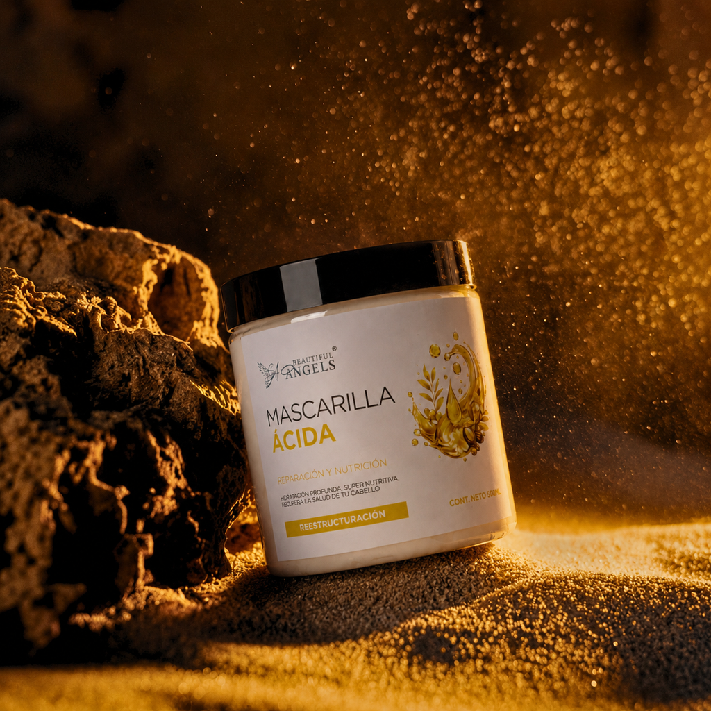 Mascarilla Ácida Beautiful Angels: Nutrición Profunda que Fortalece Cada Hebra desde la Raíz hasta las Puntas, Cierra las Puntas Fracturadas, Devuelve Elasticidad y Deja un Cabello más Suave, Manejable