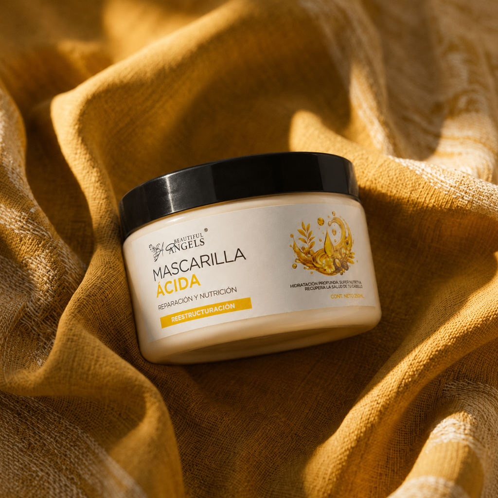 Mascarilla Ácida Beautiful Angels: Nutrición Profunda que Fortalece Cada Hebra desde la Raíz hasta las Puntas, Cierra las Puntas Fracturadas, Devuelve Elasticidad y Deja un Cabello más Suave, Manejable