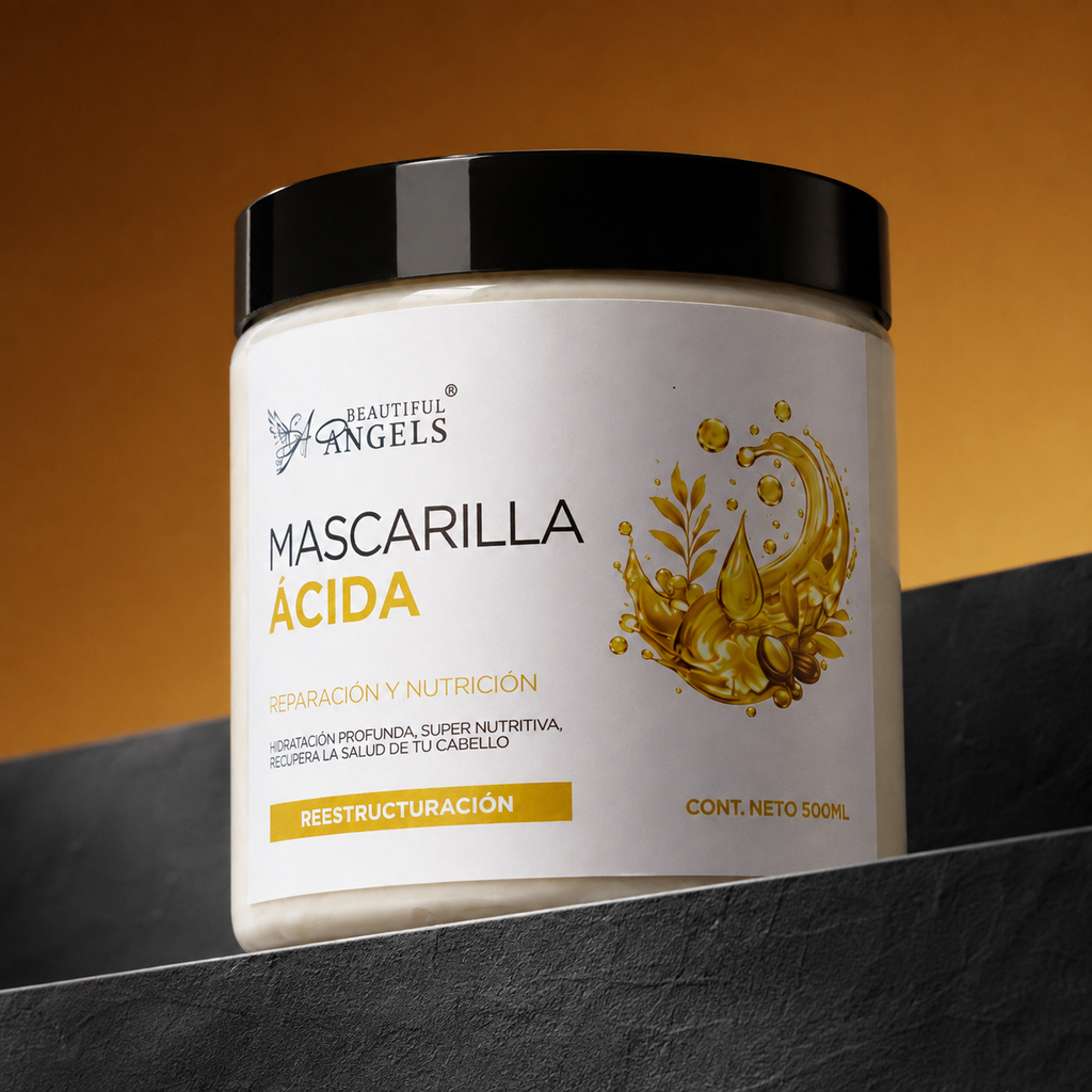 Mascarilla Ácida Beautiful Angels: Nutrición Profunda que Fortalece Cada Hebra desde la Raíz hasta las Puntas, Cierra las Puntas Fracturadas, Devuelve Elasticidad y Deja un Cabello más Suave, Manejable