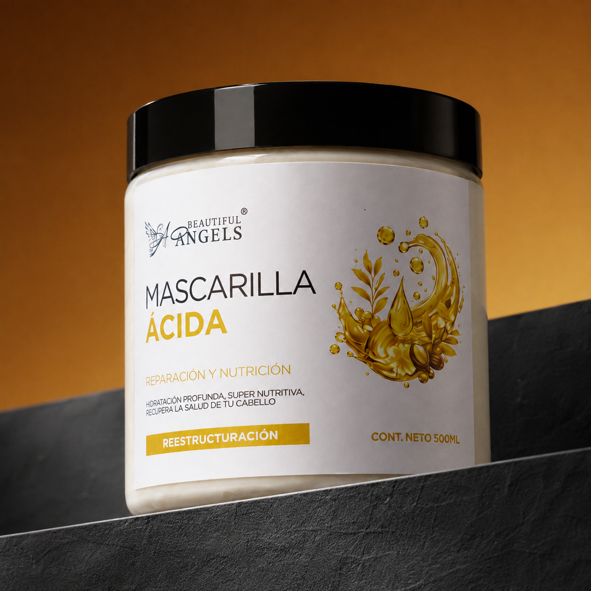 Mascarilla Ácida Beautiful Angels: Nutrición Profunda que Fortalece Cada Hebra desde la Raíz hasta las Puntas, Cierra las Puntas Fracturadas, Devuelve Elasticidad y Deja un Cabello más Suave, Manejable
