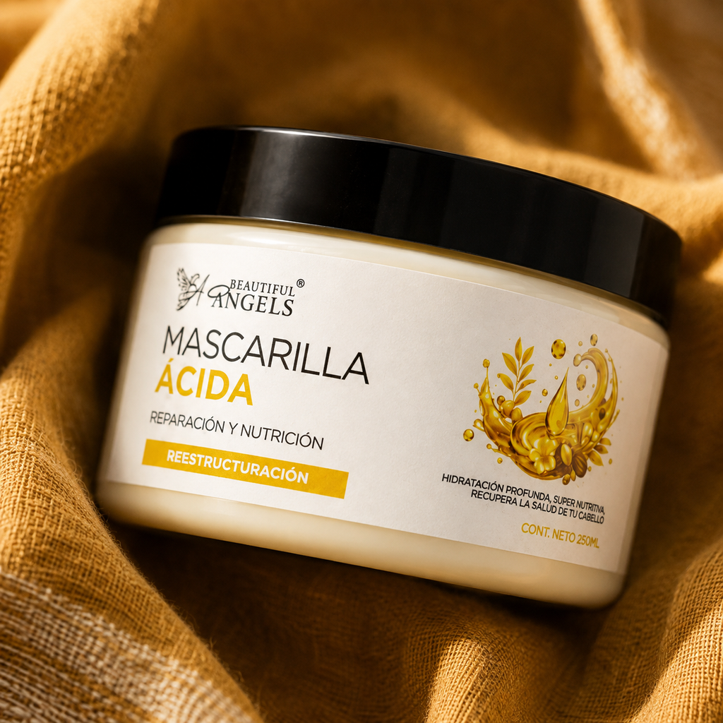 Mascarilla Ácida Beautiful Angels: Nutrición Profunda que Fortalece Cada Hebra desde la Raíz hasta las Puntas, Cierra las Puntas Fracturadas, Devuelve Elasticidad y Deja un Cabello más Suave, Manejable