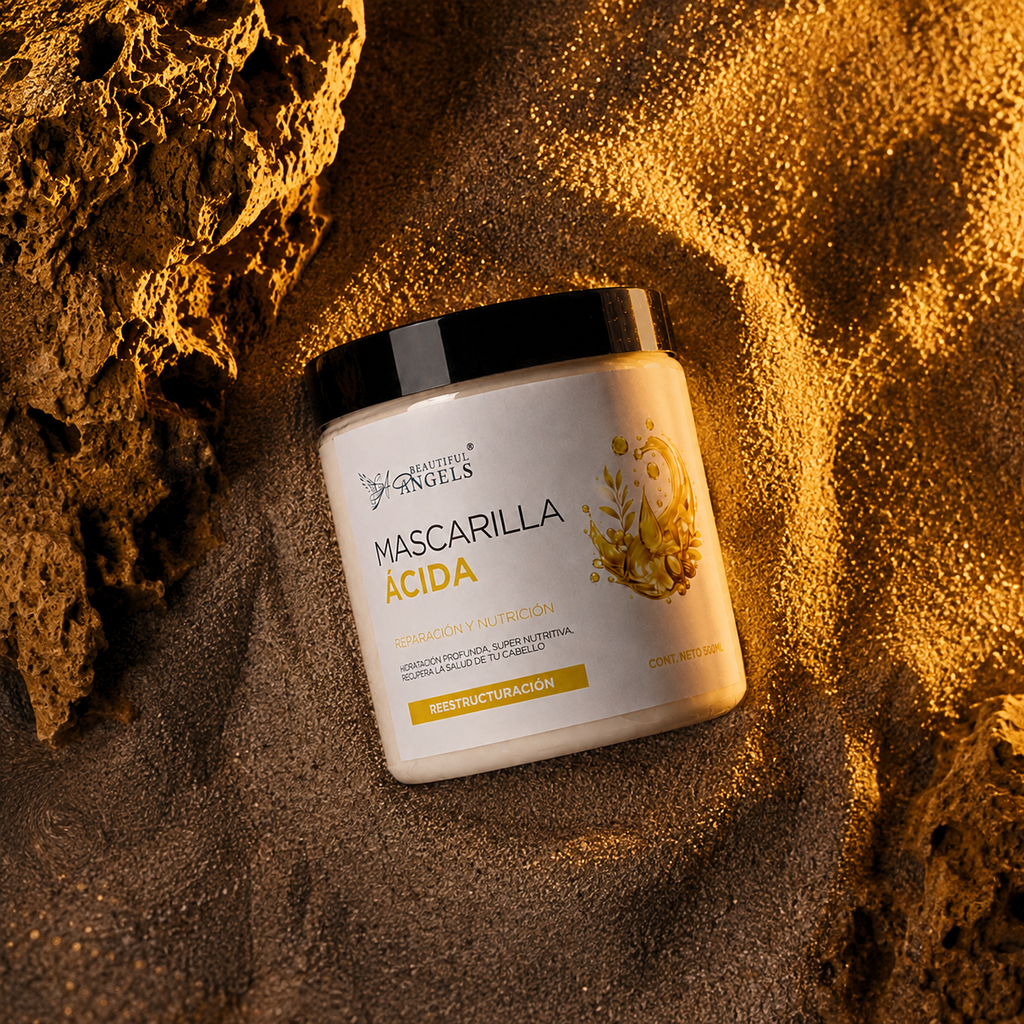 Mascarilla Ácida Beautiful Angels: Nutrición Profunda que Fortalece Cada Hebra desde la Raíz hasta las Puntas, Cierra las Puntas Fracturadas, Devuelve Elasticidad y Deja un Cabello más Suave, Manejable