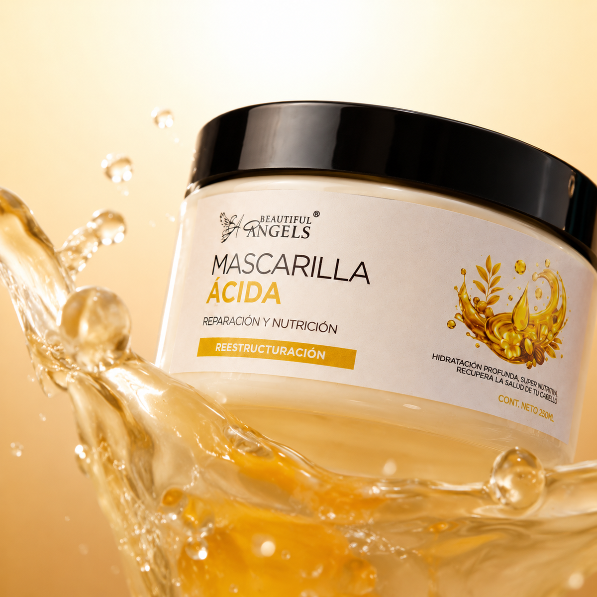Mascarilla Ácida Beautiful Angels: Nutrición Profunda que Fortalece Cada Hebra desde la Raíz hasta las Puntas, Cierra las Puntas Fracturadas, Devuelve Elasticidad y Deja un Cabello más Suave, Manejable