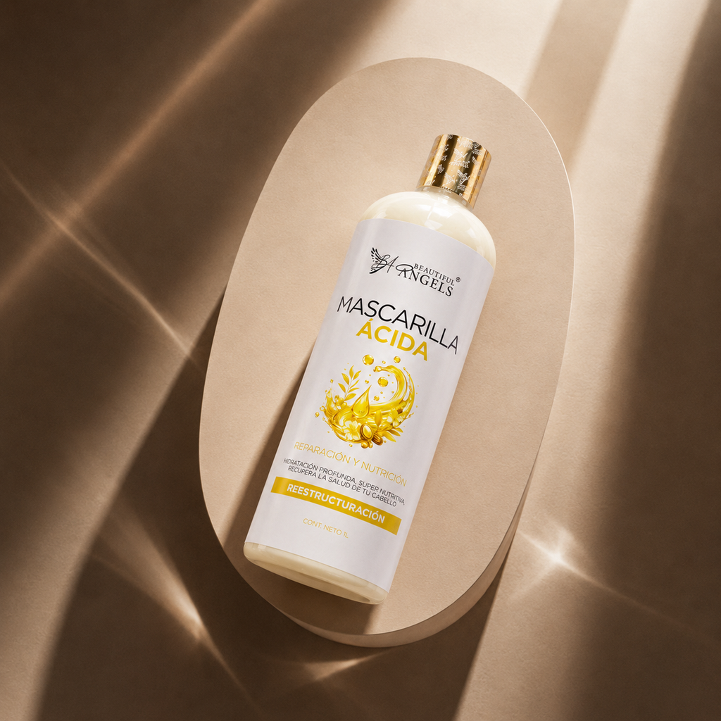 Mascarilla Ácida Beautiful Angels: Nutrición Profunda que Fortalece Cada Hebra desde la Raíz hasta las Puntas, Cierra las Puntas Fracturadas, Devuelve Elasticidad y Deja un Cabello más Suave, Manejable