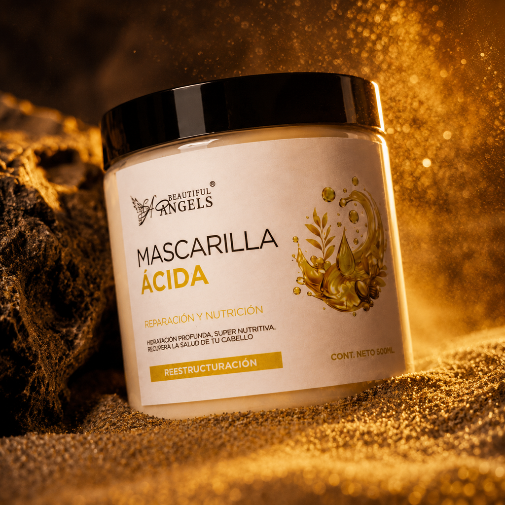 Mascarilla Ácida Beautiful Angels: Nutrición Profunda que Fortalece Cada Hebra desde la Raíz hasta las Puntas, Cierra las Puntas Fracturadas, Devuelve Elasticidad y Deja un Cabello más Suave, Manejable