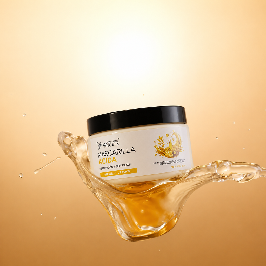Mascarilla Ácida Beautiful Angels: Nutrición Profunda que Fortalece Cada Hebra desde la Raíz hasta las Puntas, Cierra las Puntas Fracturadas, Devuelve Elasticidad y Deja un Cabello más Suave, Manejable