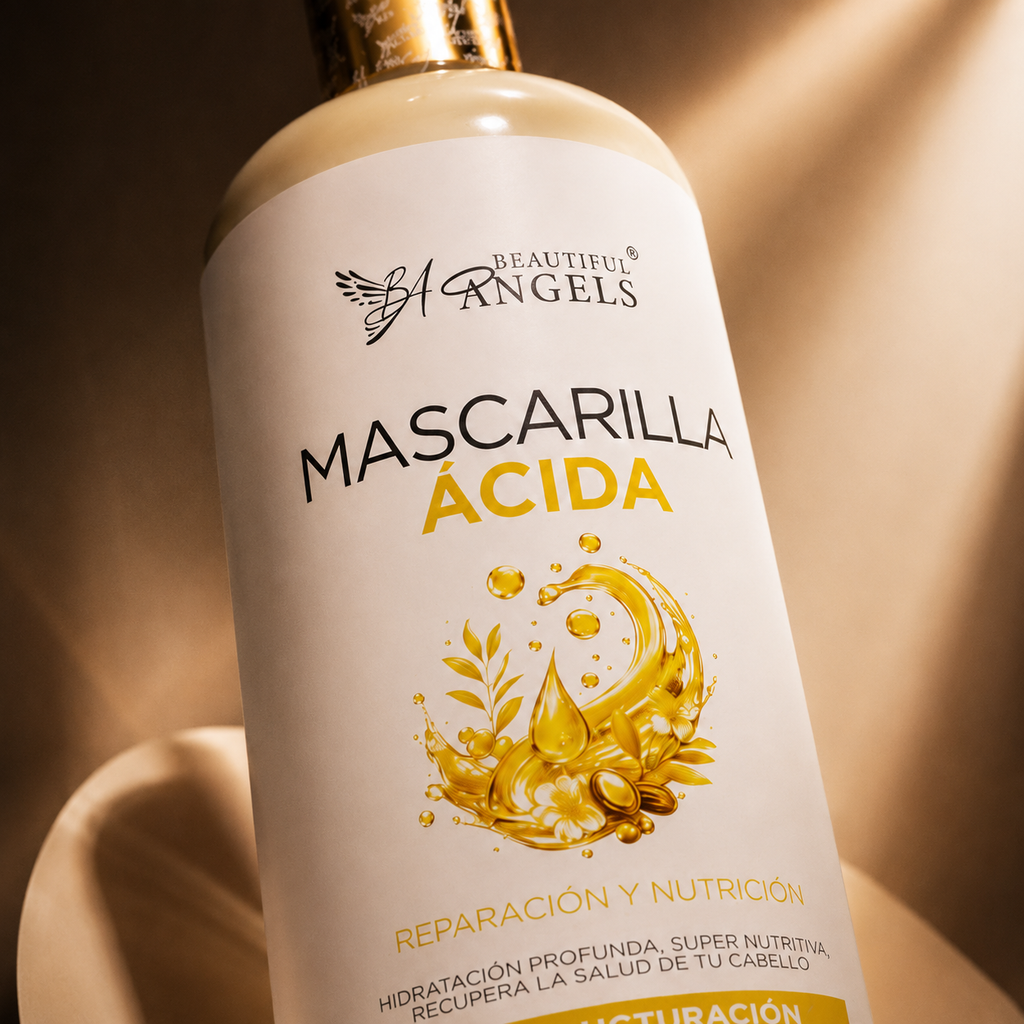 Mascarilla Ácida Beautiful Angels: Nutrición Profunda que Fortalece Cada Hebra desde la Raíz hasta las Puntas, Cierra las Puntas Fracturadas, Devuelve Elasticidad y Deja un Cabello más Suave, Manejable