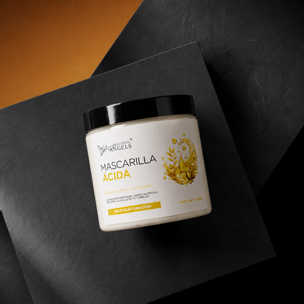 Mascarilla Ácida Beautiful Angels: Nutrición Profunda que Fortalece Cada Hebra desde la Raíz hasta las Puntas, Cierra las Puntas Fracturadas, Devuelve Elasticidad y Deja un Cabello más Suave, Manejable