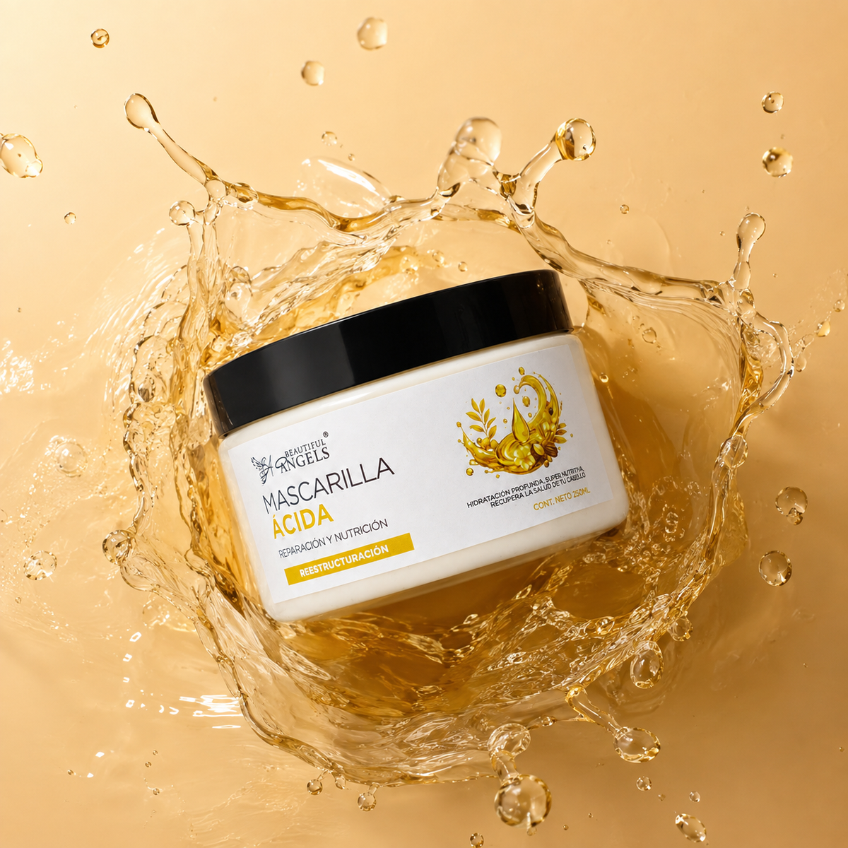 Mascarilla Ácida Beautiful Angels: Nutrición Profunda que Fortalece Cada Hebra desde la Raíz hasta las Puntas, Cierra las Puntas Fracturadas, Devuelve Elasticidad y Deja un Cabello más Suave, Manejable