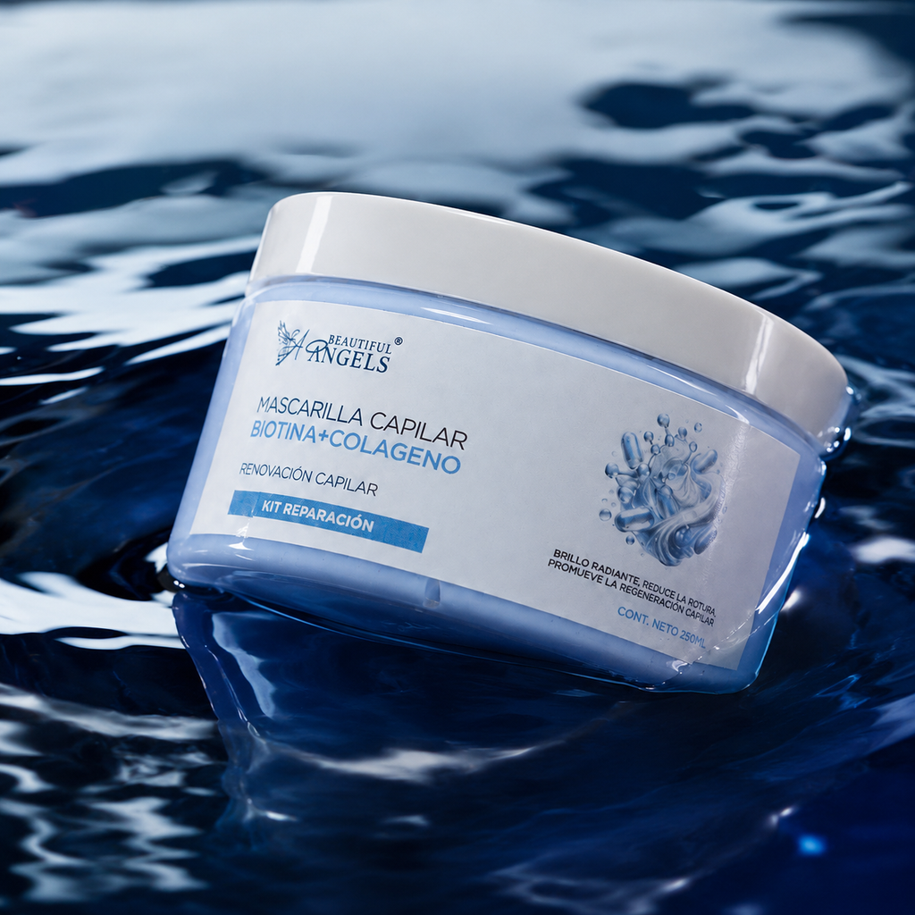 Mascarilla Capilar Biotina y Colágeno Beautiful Angels: Nutre Profundamente, Fortalece las Fibras desde la Raíz hasta las Puntas, Proporciona Elasticidad y Vitalidad y Reduce la Rotura y las Puntas Abiertas para un Cabello más Resistente y Duradero