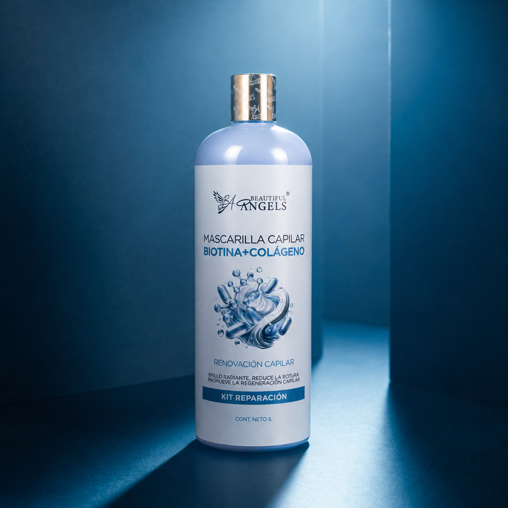 Mascarilla Capilar Biotina y Colágeno Beautiful Angels: Nutre Profundamente, Fortalece las Fibras desde la Raíz hasta las Puntas, Proporciona Elasticidad y Vitalidad y Reduce la Rotura y las Puntas Abiertas para un Cabello más Resistente y Duradero