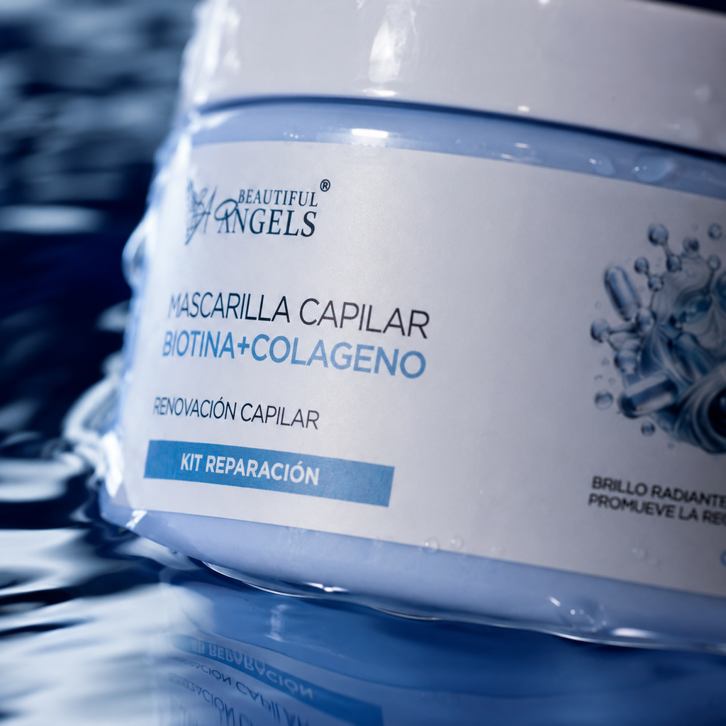 Mascarilla Capilar Biotina y Colágeno Beautiful Angels: Nutre Profundamente, Fortalece las Fibras desde la Raíz hasta las Puntas, Proporciona Elasticidad y Vitalidad y Reduce la Rotura y las Puntas Abiertas para un Cabello más Resistente y Duradero