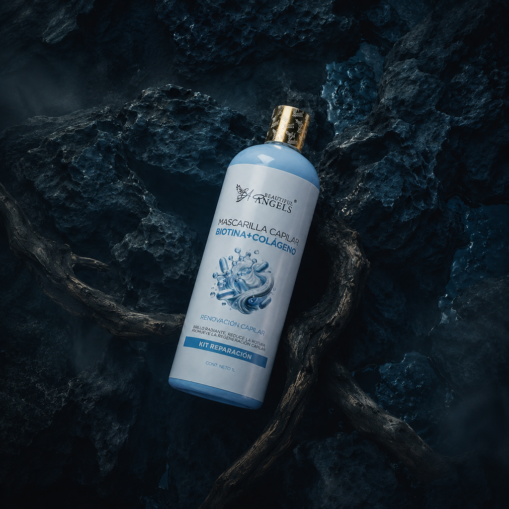 Mascarilla Capilar Biotina y Colágeno Beautiful Angels: Nutre Profundamente, Fortalece las Fibras desde la Raíz hasta las Puntas, Proporciona Elasticidad y Vitalidad y Reduce la Rotura y las Puntas Abiertas para un Cabello más Resistente y Duradero