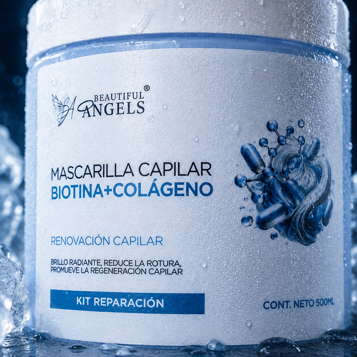 Mascarilla Capilar Biotina y Colágeno Beautiful Angels: Nutre Profundamente, Fortalece las Fibras desde la Raíz hasta las Puntas, Proporciona Elasticidad y Vitalidad y Reduce la Rotura y las Puntas Abiertas para un Cabello más Resistente y Duradero