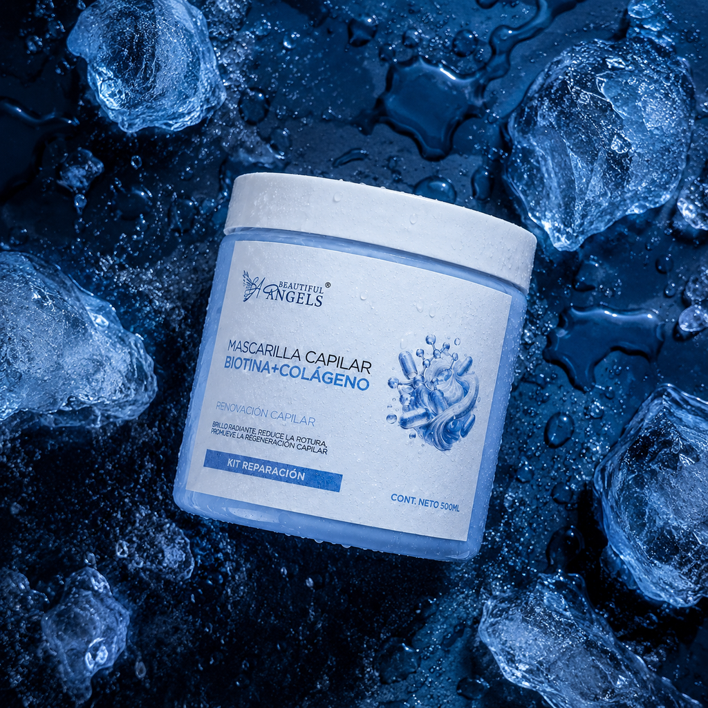 Mascarilla Capilar Biotina y Colágeno Beautiful Angels: Nutre Profundamente, Fortalece las Fibras desde la Raíz hasta las Puntas, Proporciona Elasticidad y Vitalidad y Reduce la Rotura y las Puntas Abiertas para un Cabello más Resistente y Duradero