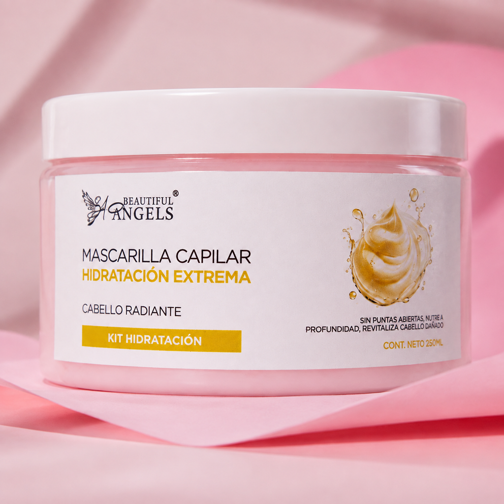 Mascarilla Capilar Hidratación Extrema Restaura Beautiful Angels: Fortalece y Nutre Cada Mechón, Combate la Sequedad y la Falta de Brillo