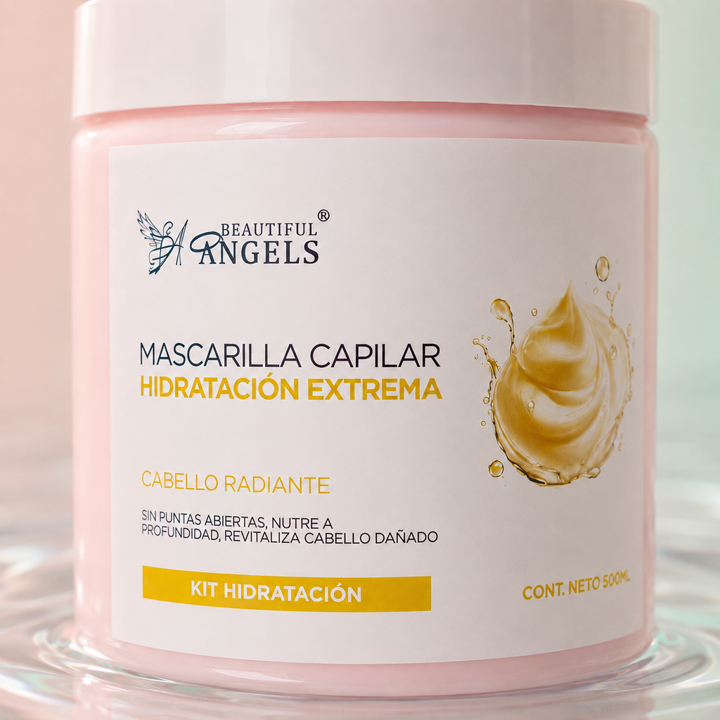 Mascarilla Capilar Hidratación Extrema Restaura Beautiful Angels: Fortalece y Nutre Cada Mechón, Combate la Sequedad y la Falta de Brillo