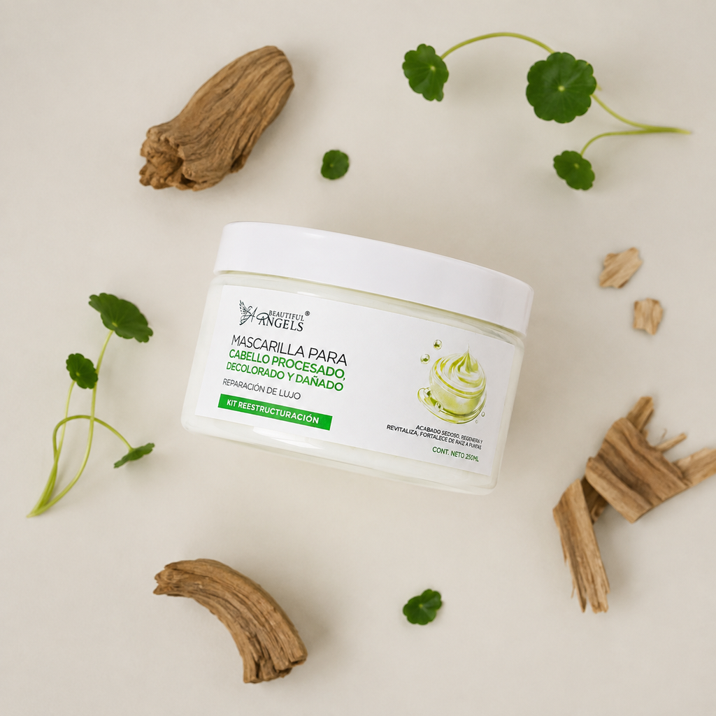 Mascarilla para Cabello Procesado, Decolorado y Dañado Beautiful Angels: Hidratación , Suaviza, y Logra un Acabado Sedoso