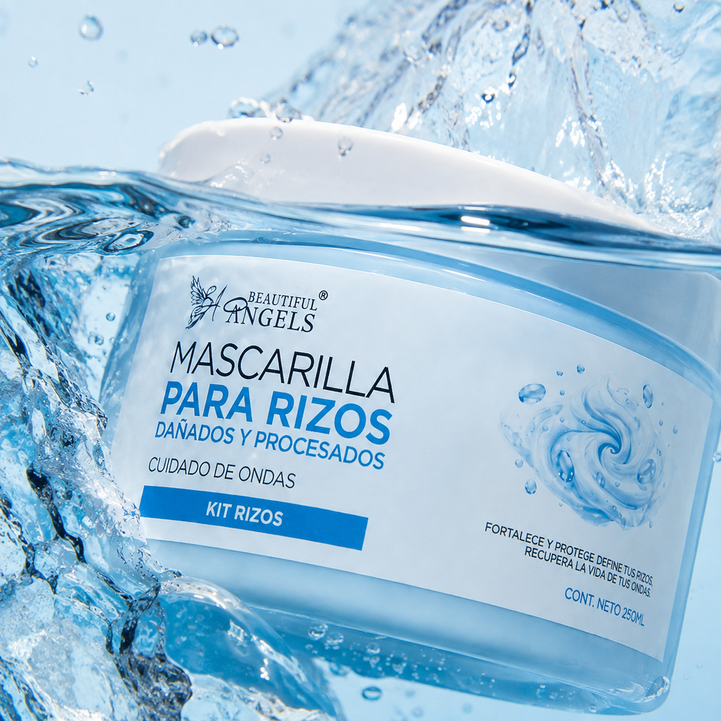 Mascarilla Para Cabello Rizado Beautiful Angels: Hidrata Profundamente, Reconstruye y Revitaliza, Devuelve la Forma y Elasticidad a tus Rizos con un Brillo Duradero