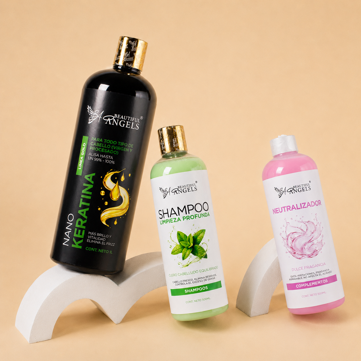 Kit Nanokeratina Gold 1L + Shampoo Limpieza Profunda 500ML + Neutralizador 500ML